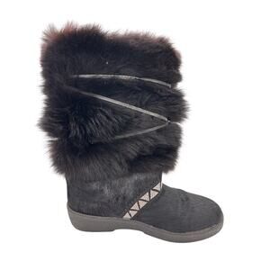 Cristina Oscar black fur winter/snow boots shearling interior made in Italy
